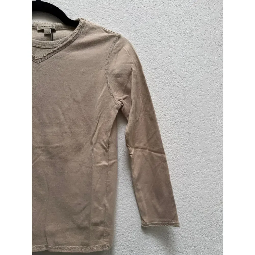 Burberry Kids Knight Logo Long Sleeve T-Shirt Boys Size 8Y Tan Luxury Old Money - Picture 9 of 16